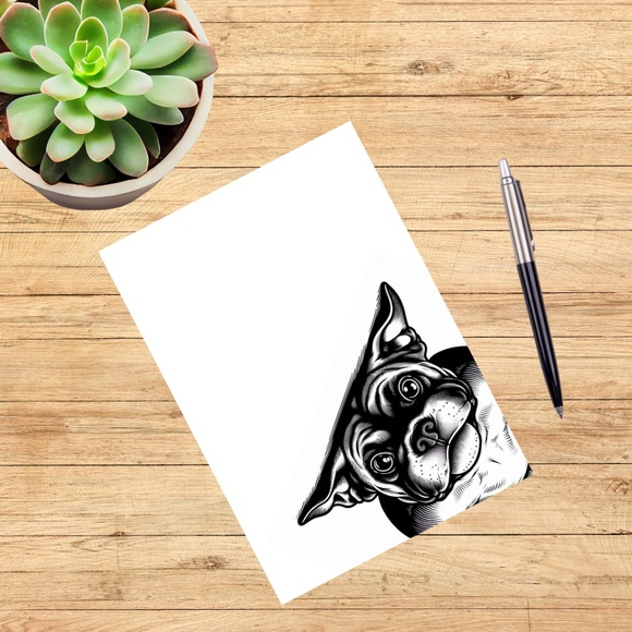 Whimsical Boxer Dog Blank Notecards with Peel and Stick Envelopes - Picture 4 of 10